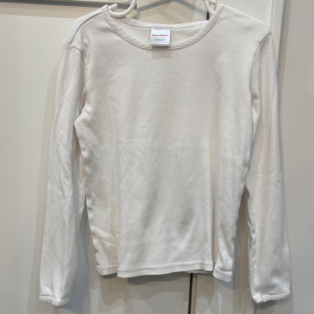 Hanna Andersson Cotton Pima WhiteLong Sleeve Top